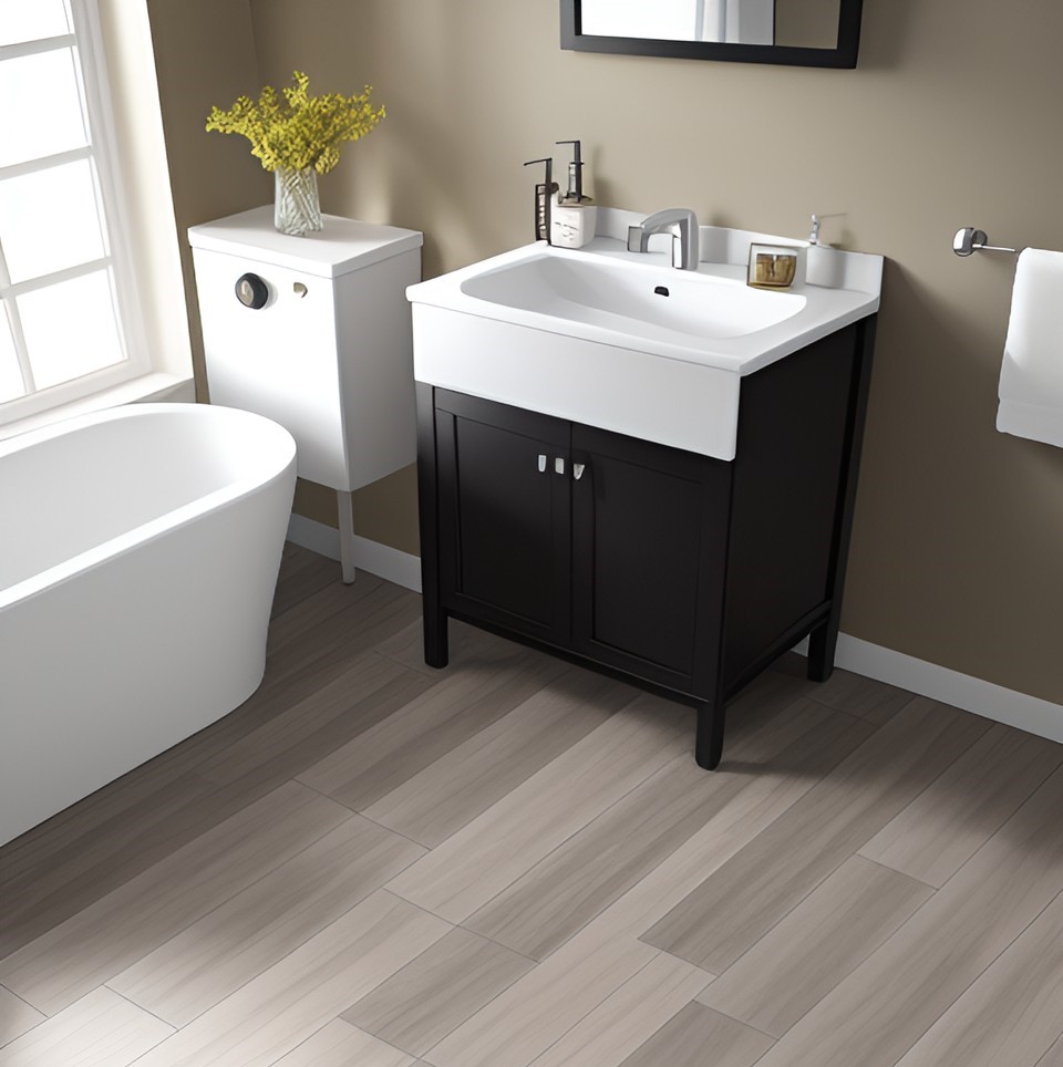 Vinyl plank bathroom flooring